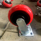 8 Inch Red PVC Korea Type Trolley Wheels Ball Bearing Heavy Duty Swivel Plate Casters Supply