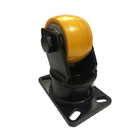 Front Brake Polyurethane Casters For Heavy Duty Loads Black Wheels Plate Mounted