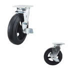 8 Inch Big Black Rubber Wheel Swivel Plate Side Lock Hollow Core Heavy Duty Castors For Industrial Trolleys