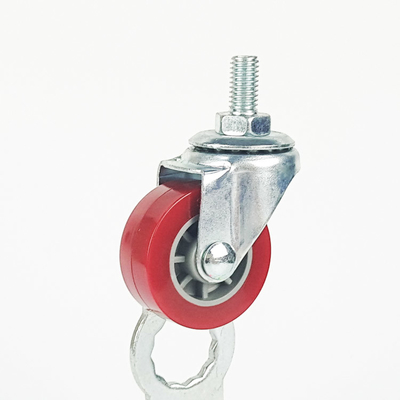 1.5 Inch Red PU Small Swivel Casters M8 Threaded Stem Furniture Silent Wheels Manufacturer YLcaster