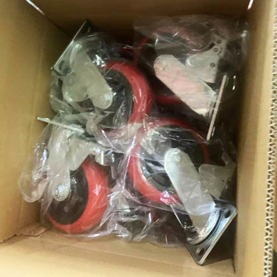 8 Inch Red PVC Korea Type Trolley Wheels Ball Bearing Heavy Duty Swivel Plate Casters Supply