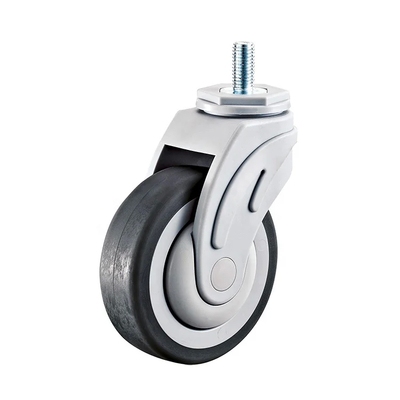 4 Inches Overall Height Medical Casters With Double Brake White Grey