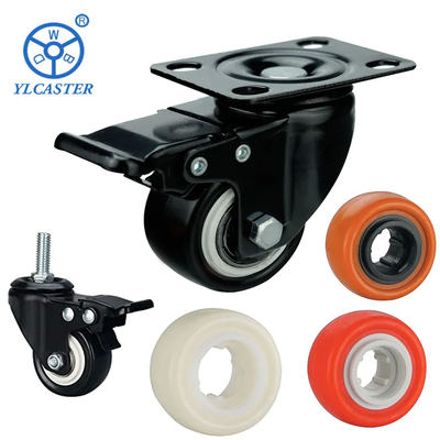 Heavy Duty Steel Plate Casters Smooth Plastic Core Swivel Lock Wheels 2-4 Inches