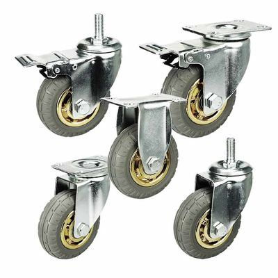 ISO9001 70kg Loading 4 Inch Rubber Caster Wheels With Low Noice