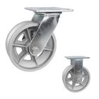 6 Inch Top Plate Swivel Hollow Cast Iron V Groove Heavy Duty Casters Track Wheels
