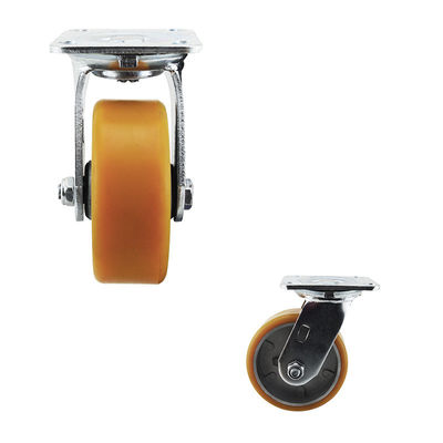 125mm PU Wheel Top Plate Braked Swivel Castors  Tread On Type