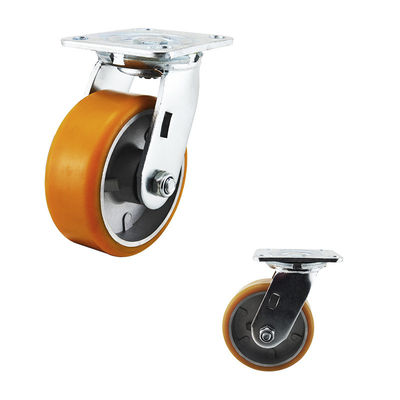 125mm PU Wheel Top Plate Braked Swivel Castors  Tread On Type