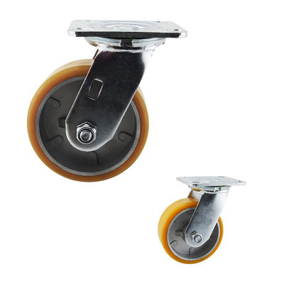 125mm PU Wheel Top Plate Braked Swivel Castors  Tread On Type