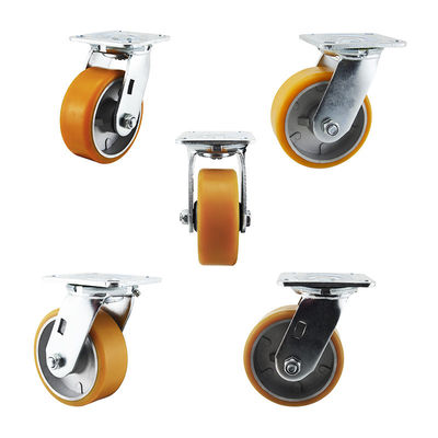 125mm PU Wheel Top Plate Braked Swivel Castors  Tread On Type