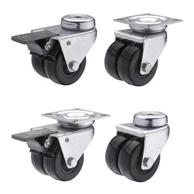 50mm Diameter Twin Locking Swivel Bolt Hole Hard Rubber Caster Wheels