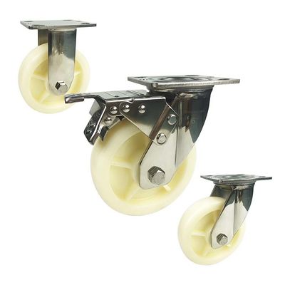 8" Solid PA 880LBS Capacity 304 Stainless Steel Double Brake Swivel Casters
