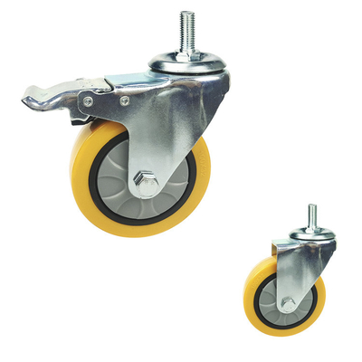 5 Inch Rigid Plate Floor Protecting Ball Bearing PU Trolley Casters