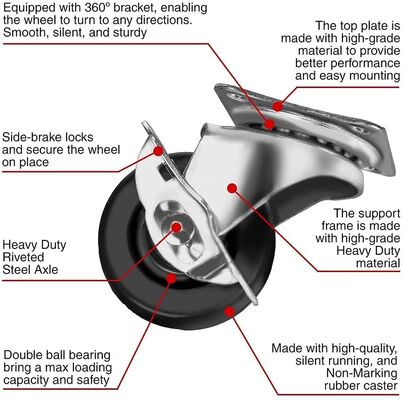 Płyty montażowe, złożone z nylonu, z łożyskiem kulkowym i kołem o stałym rdzeniu, trwałe rozwiązania w zakresie mobilności ciężkiej pracy
