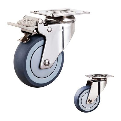 Soft TPR Bolt Hole 360 Degree Rotating 5" Hospital Bed Casters