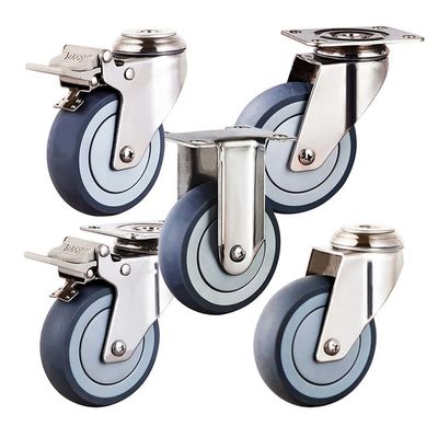 Soft TPR Bolt Hole 360 Degree Rotating 5" Hospital Bed Casters