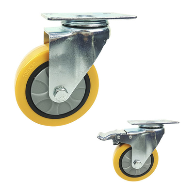 5 Inch Rigid Plate Floor Protecting Ball Bearing PU Trolley Casters