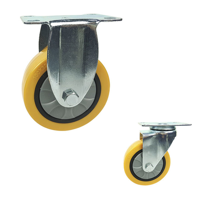 5 Inch Rigid Plate Floor Protecting Ball Bearing PU Trolley Casters